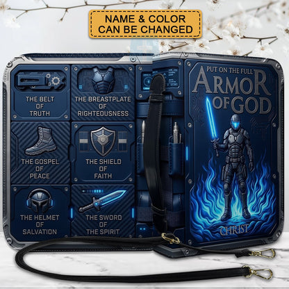 Personalized Bible Cover Armor of God | Custom Name Leather Bible Case with Handle | Christian Gift for Men Women | CHRISTIANARTBAG CAB01060926