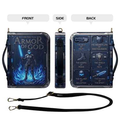 CHRISTIANARTBAG Personalized Bible Cover for Women - Custom Leather Bible Case with Handle & Zipper, Luxury Christian Gifts for Her, Floral Armor of God Protective Book Sleeve CAB01061526