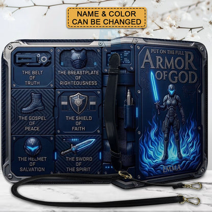CHRISTIANARTBAG Personalized Bible Cover for Women - Custom Leather Bible Case with Handle & Zipper, Luxury Christian Gifts for Her, Floral Armor of God Protective Book Sleeve CAB01061526
