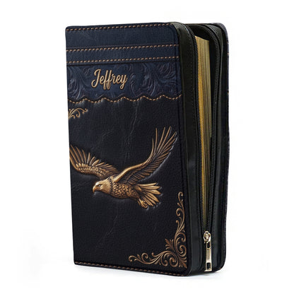 Personalized Bible Cover with Strap by CHRISTIANARTBAG - Custom Engraved Name & Isaiah 40:31 Eagle Design