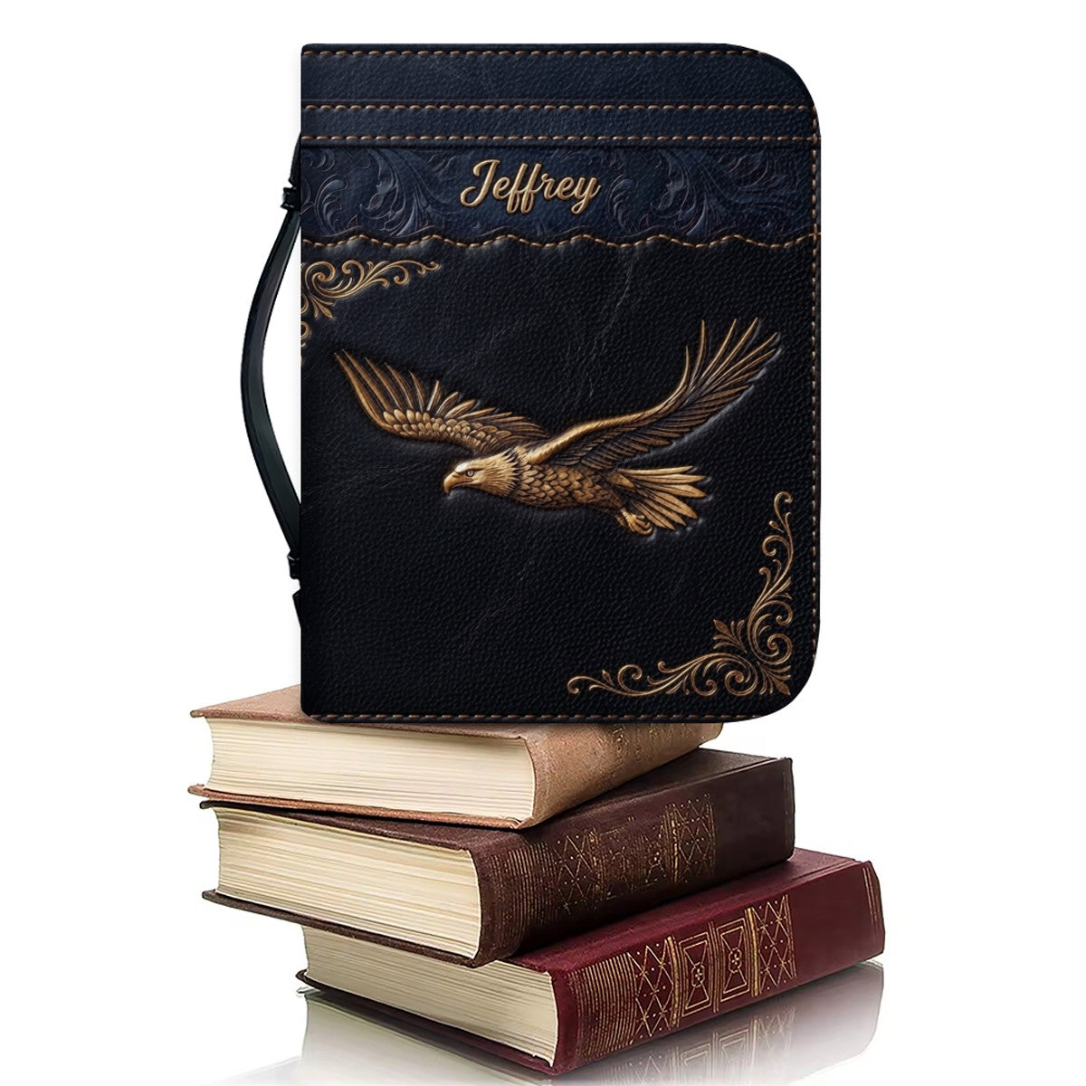 Personalized Bible Cover with Strap by CHRISTIANARTBAG - Custom Engraved Name & Isaiah 40:31 Eagle Design