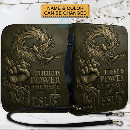 Personalized Bible Cover with Name - There Is Power In The Name Of Jesus Leather Bible Bag - CHRISTIANARTBAG CAb01100826
