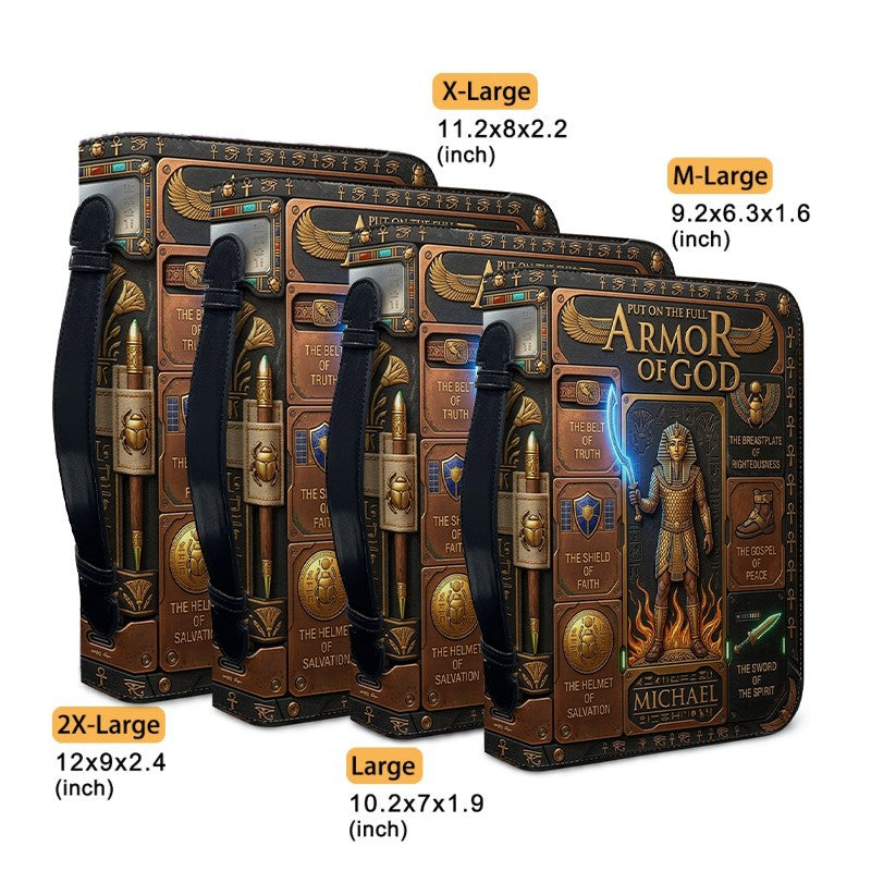CHRISTIANARTBAG Custom Armor of God Bible Cover | Personalized Men's Egyptian Bible Case with Strap CAB01070226