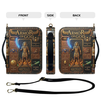 CHRISTIANARTBAG Custom Armor of God Bible Cover | Personalized Men's Egyptian Bible Case with Strap CAB01070226