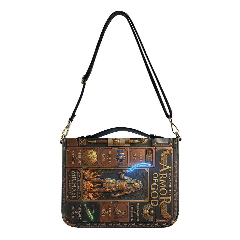 CHRISTIANARTBAG Custom Armor of God Bible Cover | Personalized Men's Egyptian Bible Case with Strap CAB01070226