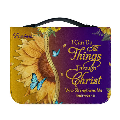 Personalized Bible Cover with Sunflower & Butterfly Design - Custom Name Bible Case, Religious Gift for Women, Christian Gift CAB01041826