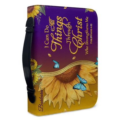 Personalized Bible Cover with Sunflower & Butterfly Design - Custom Name Bible Case, Religious Gift for Women, Christian Gift CAB01041826