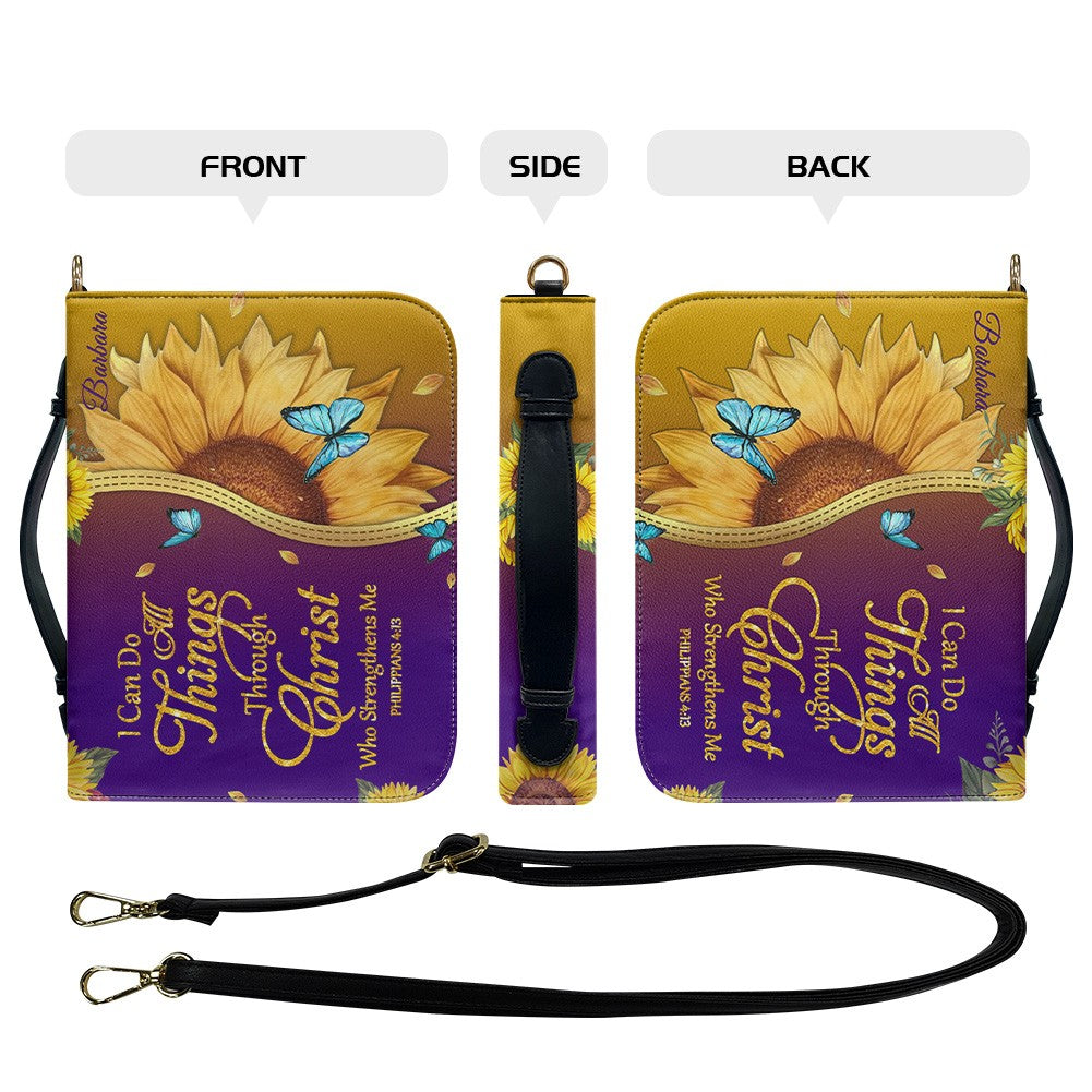 Personalized Bible Cover with Sunflower & Butterfly Design - Custom Name Bible Case, Religious Gift for Women, Christian Gift CAB01041826