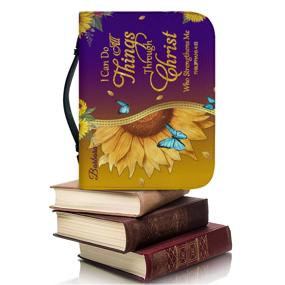 Personalized Bible Cover with Sunflower & Butterfly Design - Custom Name Bible Case, Religious Gift for Women, Christian Gift CAB01041826