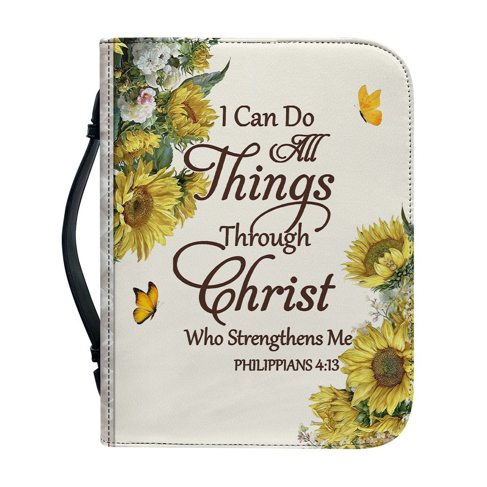 Personalized Sunflower Leather Bible Cover by CHRISTIANARTBAG - Custom Verse & Name Bible Carrying Case with Strap