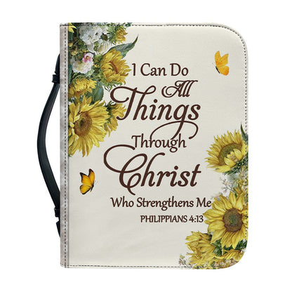 Personalized Sunflower Leather Bible Cover by CHRISTIANARTBAG - Custom Verse & Name Bible Carrying Case with Strap