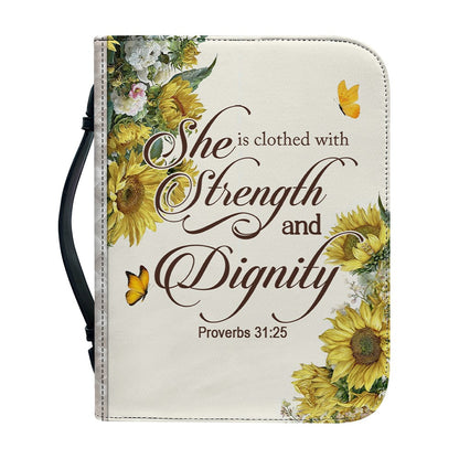 Personalized Sunflower Leather Bible Cover by CHRISTIANARTBAG - Custom Verse & Name Bible Carrying Case with Strap