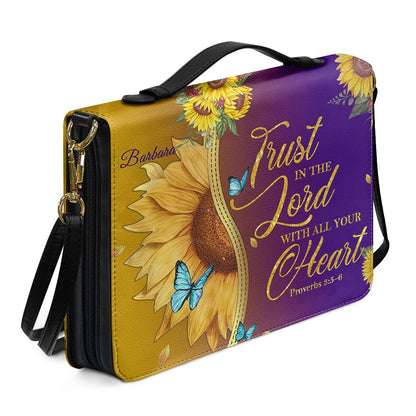 Personalized Bible Cover with Sunflower & Butterfly Design - Custom Name Bible Case, Religious Gift for Women, Christian Gift CAB01041826