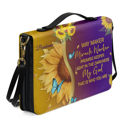 Personalized Bible Cover with Sunflower & Butterfly Design - Custom Name Bible Case, Religious Gift for Women, Christian Gift CAB01041826