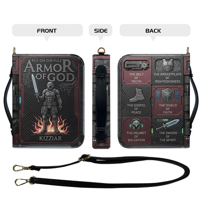 Personalized Armor of God Bible Cover for Men Tech-Integrated | Custom Leather Bible Case by CHRISTIANARTBAG CAB01052826