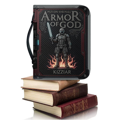 Personalized Armor of God Bible Cover for Men Tech-Integrated | Custom Leather Bible Case by CHRISTIANARTBAG CAB01052826