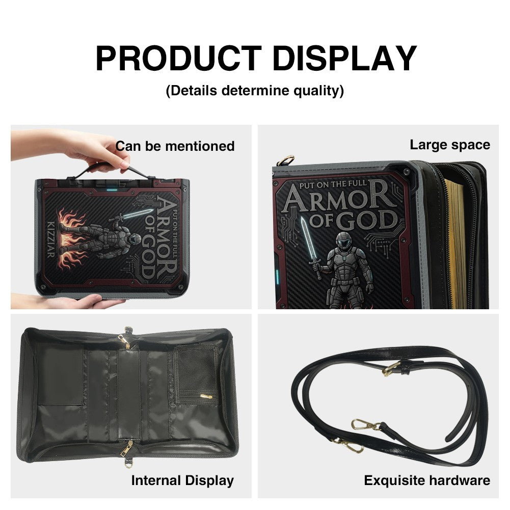 Personalized Armor of God Bible Cover for Men Tech-Integrated | Custom Leather Bible Case by CHRISTIANARTBAG CAB01052826