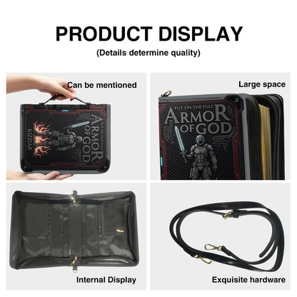Personalized Armor of God Bible Cover for Men Tech-Integrated | Custom Leather Bible Case by CHRISTIANARTBAG CAB01052826