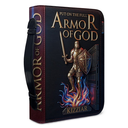 Personalized Armor of God Bible Cover for Men Tech-Integrated | Custom Leather Bible Case by CHRISTIANARTBAG CAB01052826