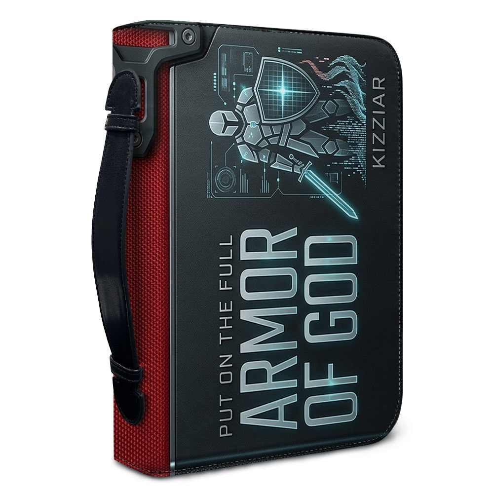 Personalized Armor of God Bible Cover for Men Tech-Integrated | Custom Leather Bible Case by CHRISTIANARTBAG CAB01052826