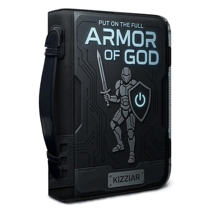 Personalized Armor of God Bible Cover for Men Tech-Integrated | Custom Leather Bible Case by CHRISTIANARTBAG CAB01052826