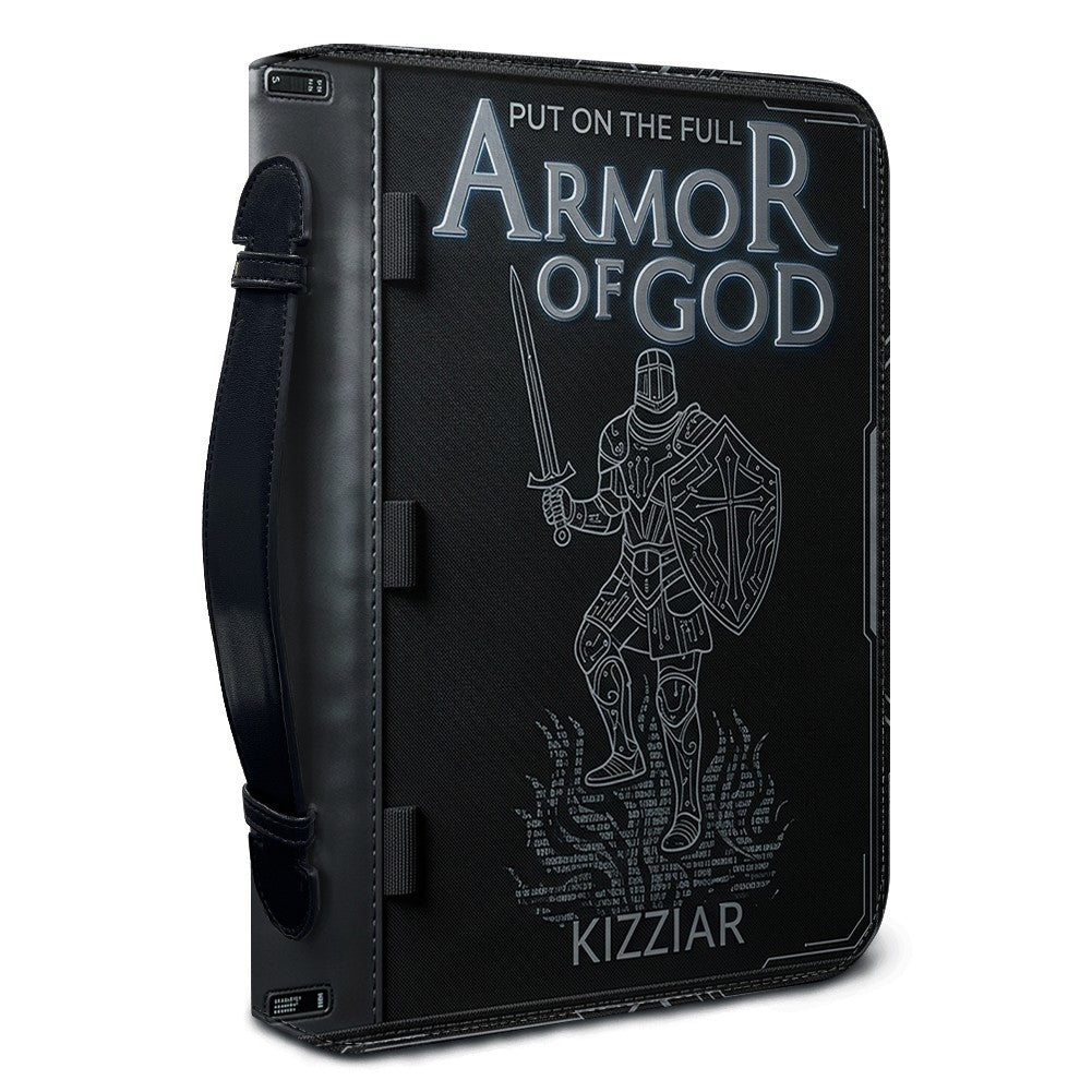 Personalized Armor of God Bible Cover for Men Tech-Integrated | Custom Leather Bible Case by CHRISTIANARTBAG CAB01052826