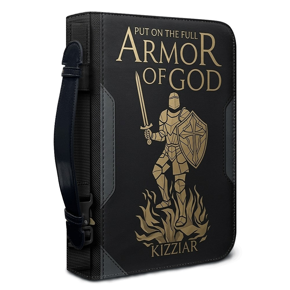 Personalized Armor of God Bible Cover for Men Tech-Integrated | Custom Leather Bible Case by CHRISTIANARTBAG CAB01052826