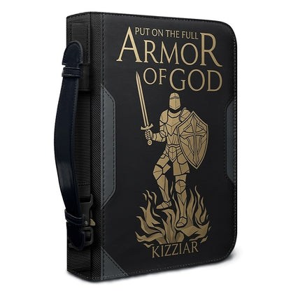 Personalized Armor of God Bible Cover for Men Tech-Integrated | Custom Leather Bible Case by CHRISTIANARTBAG CAB01052826