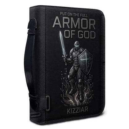 Personalized Armor of God Bible Cover for Men Tech-Integrated | Custom Leather Bible Case by CHRISTIANARTBAG CAB01052826