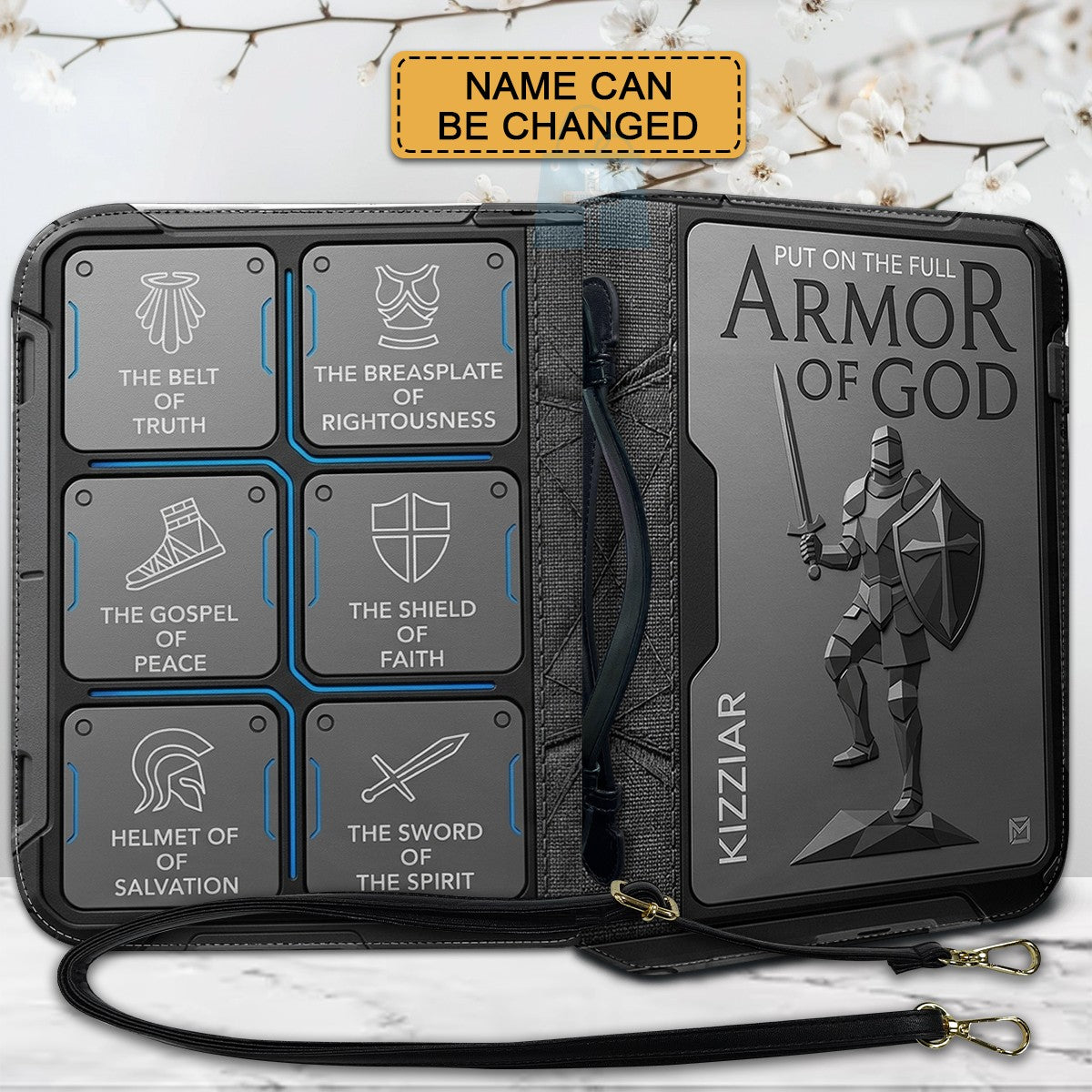 Personalized Armor of God Bible Cover for Men Tech-Integrated | Custom Leather Bible Case by CHRISTIANARTBAG CAB01052826