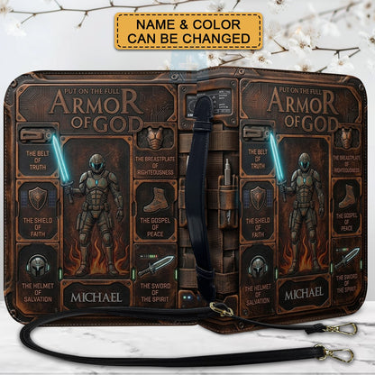 Personalized Armor of God Bible Cover for Men | Custom Leather Bible Case by CHRISTIANARTBAG CAB01062726