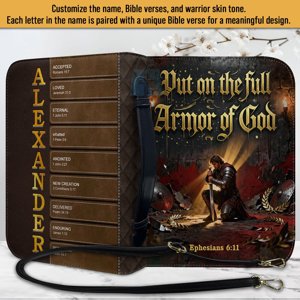 Personalized Bible Cover for Men – Custom Name & Bible Verse | CHRISTIANARTBAG CAB011926