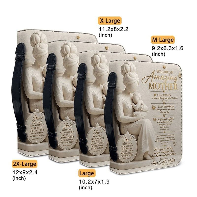 Personalized Bible Cover with Handle & Strap - Custom Name & Color Gifts for Mother - CHRISTIANARTBAG CAb02100526