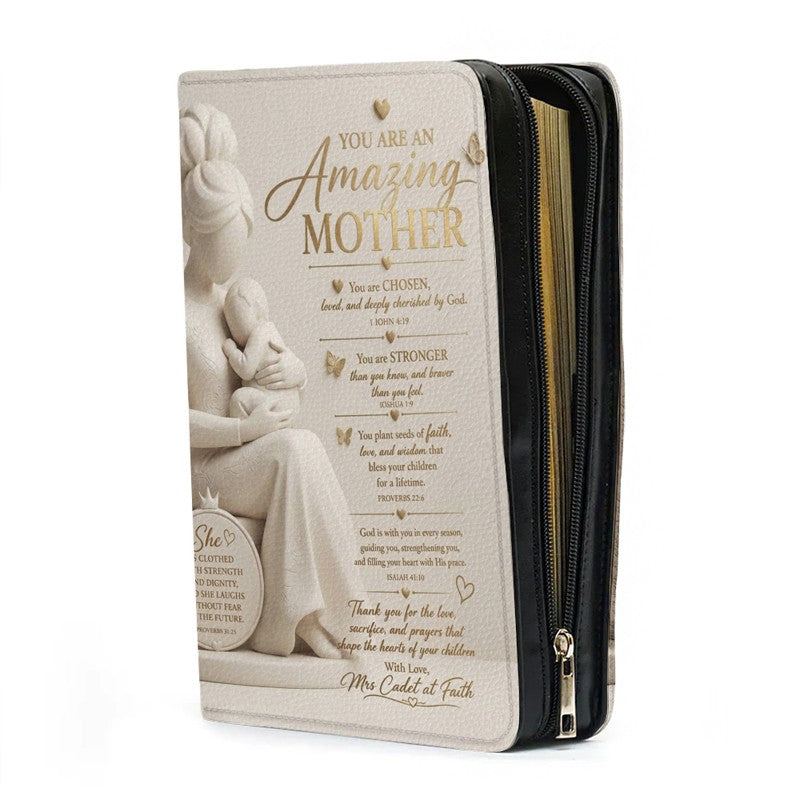Personalized Bible Cover with Handle & Strap - Custom Name & Color Gifts for Mother - CHRISTIANARTBAG CAb02100526
