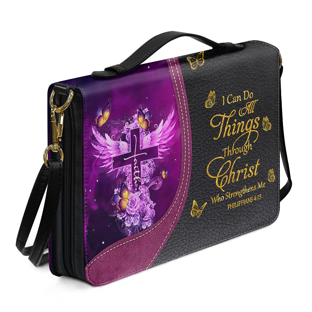 Personalized Bible Cover with Name - Custom Leather Bible Case for Women - Walk By Faith Not By Sight Scripture Gift - CAB141826