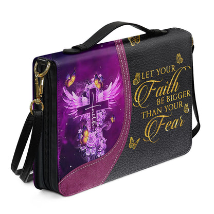 Personalized Bible Cover with Name - Custom Leather Bible Case for Women - Walk By Faith Not By Sight Scripture Gift - CAB141826