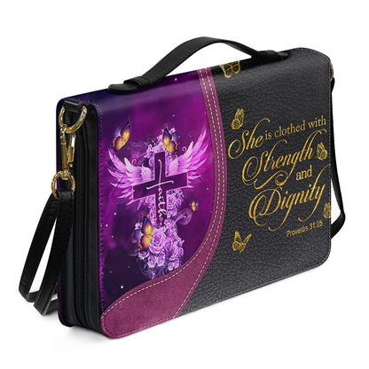 Personalized Bible Cover with Name - Custom Leather Bible Case for Women - Walk By Faith Not By Sight Scripture Gift - CAB141826