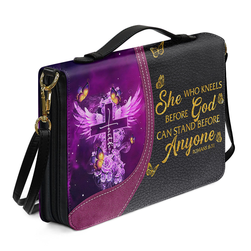 Personalized Bible Cover with Name - Custom Leather Bible Case for Women - Walk By Faith Not By Sight Scripture Gift - CAB141826