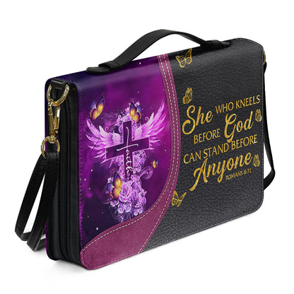 Personalized Bible Cover with Name - Custom Leather Bible Case for Women - Walk By Faith Not By Sight Scripture Gift - CAB141826