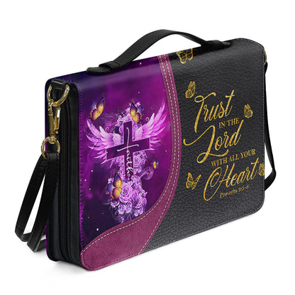 Personalized Bible Cover with Name - Custom Leather Bible Case for Women - Walk By Faith Not By Sight Scripture Gift - CAB141826