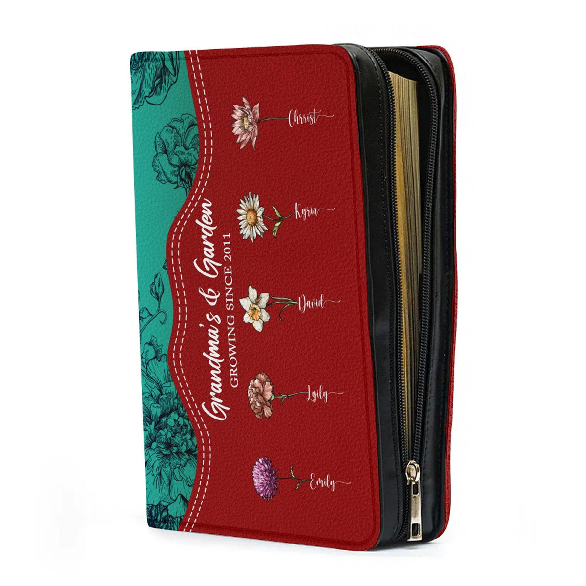 Personalized Bible Cover With Custom Verse & Birth Flowers | CHRISTIANARTBAG