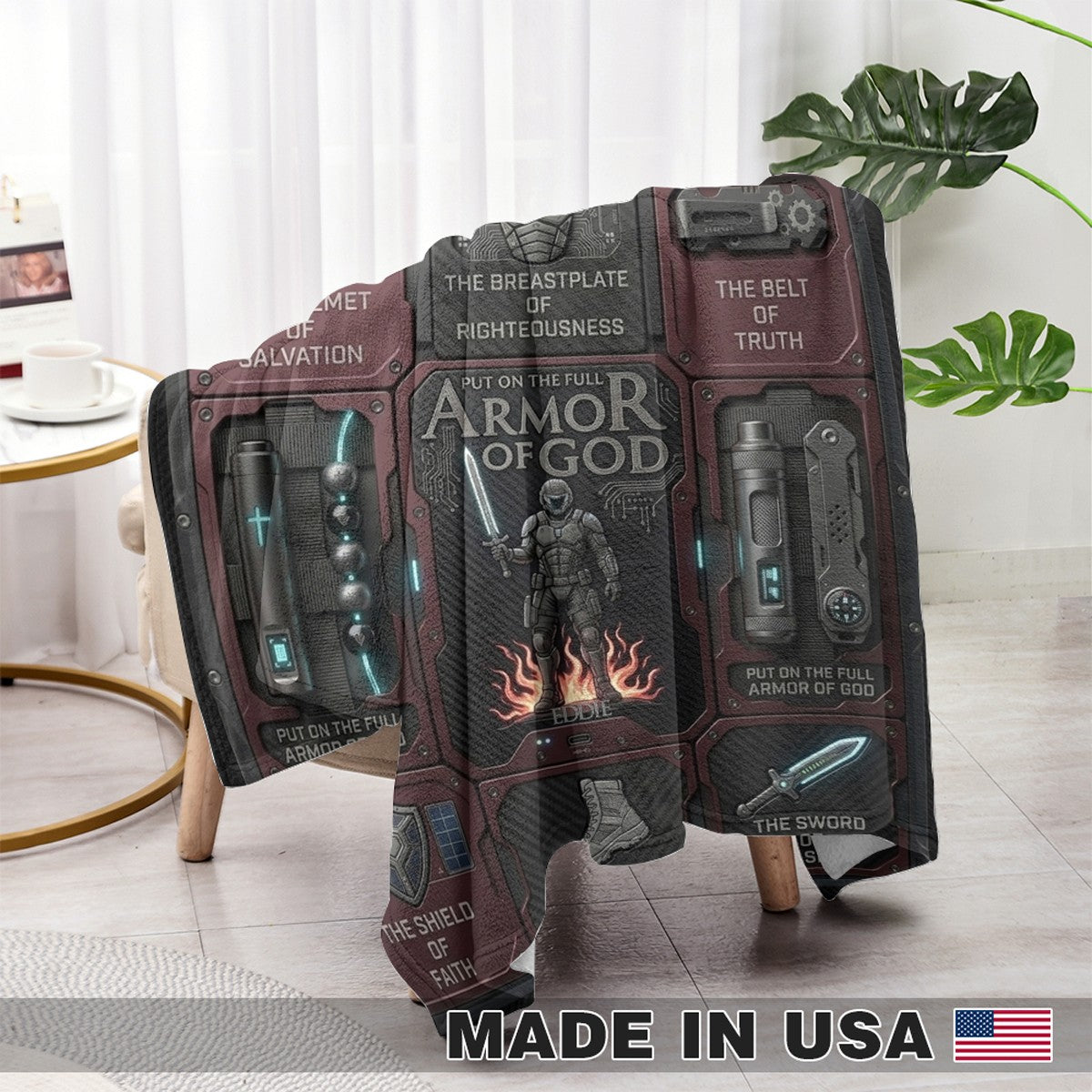 Personalized Armor of God Blanket for Men | Custom Blanket by CHRISTIANARTBAG CAB01060326