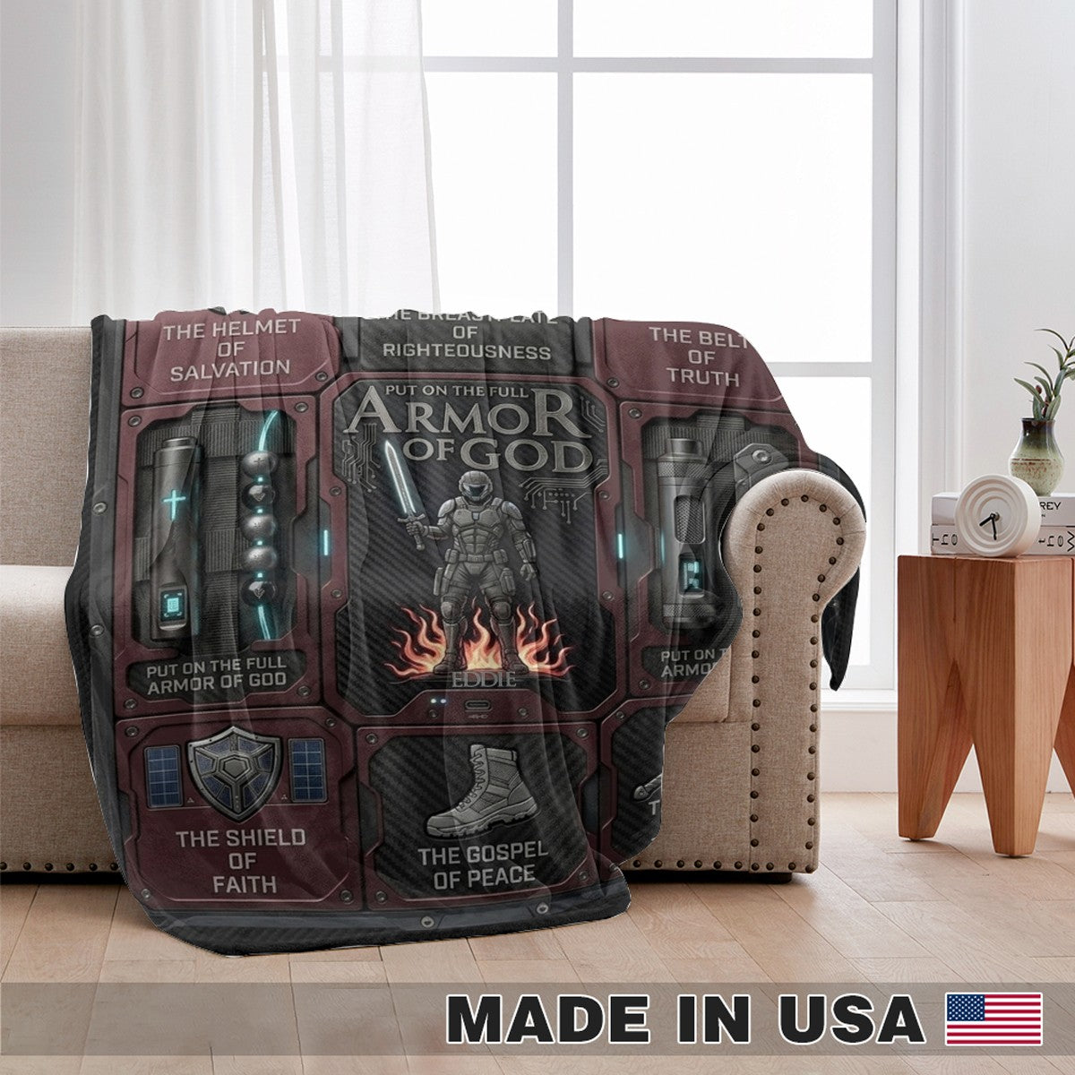 Personalized Armor of God Blanket for Men | Custom Blanket by CHRISTIANARTBAG CAB01060326