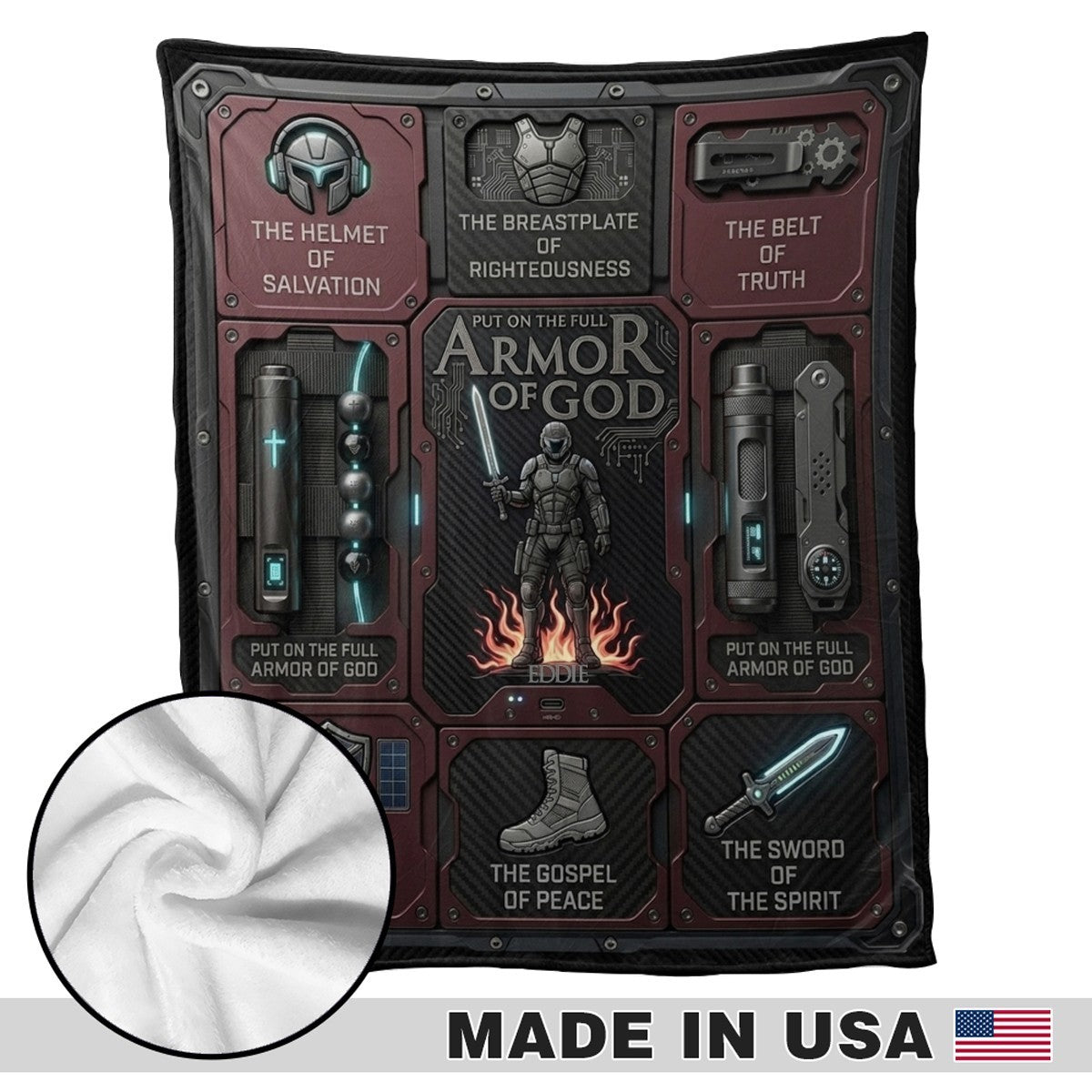 Personalized Armor of God Blanket for Men | Custom Blanket by CHRISTIANARTBAG CAB01060326