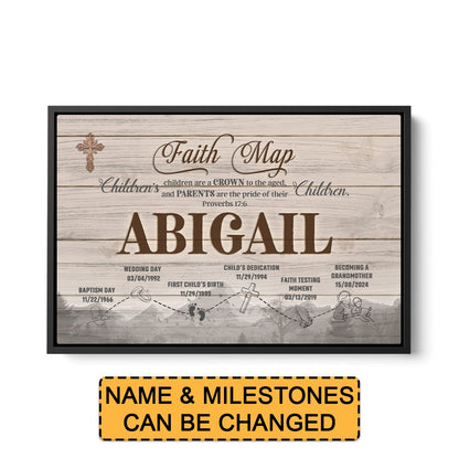 Personalized Faith Map Canvas for Mom – Custom Name & Milestones Canvas Wall Art by CHRISTIANARTBAG