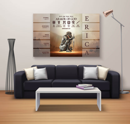 Uncover the sacred meaning of your name - PUT ON THE FULL ARMOR OF GOD Canvas Wall Art by CHRISTIANARTBAG