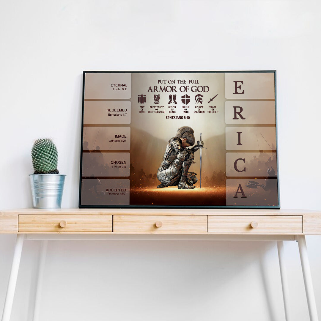 Uncover the sacred meaning of your name - PUT ON THE FULL ARMOR OF GOD Canvas Wall Art by CHRISTIANARTBAG