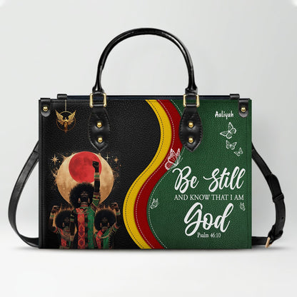 Personalized Christian Leather Handbag for Women – Black Pride Faith Purse with Custom Name & Bible Verse – CHRISTIANARTBAG