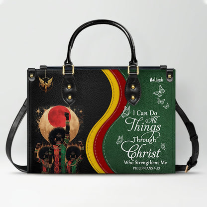 Set - Personalized Christian Leather Handbag & Wallet | Custom Bible Verse Faith Gift for Women by CHRISTIANARTBAG