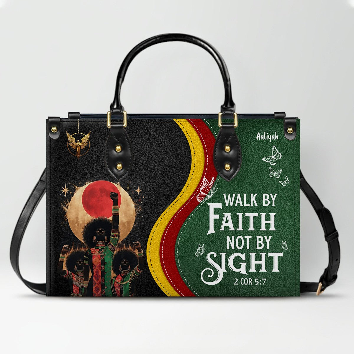 Set - Personalized Christian Leather Handbag & Wallet | Custom Bible Verse Faith Gift for Women by CHRISTIANARTBAG